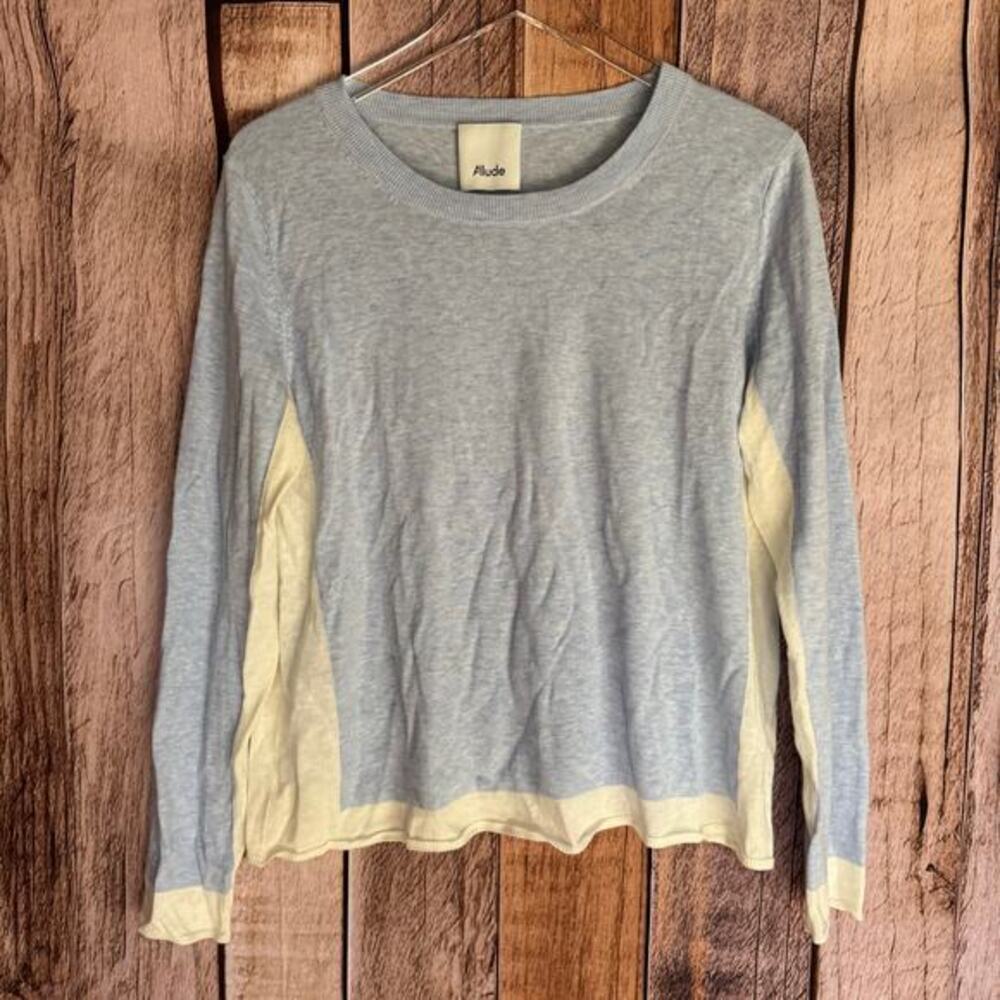 Allude‎ Sweater Pullover Crew Lightweight Classic Preppy Blue Fall Luxury Large